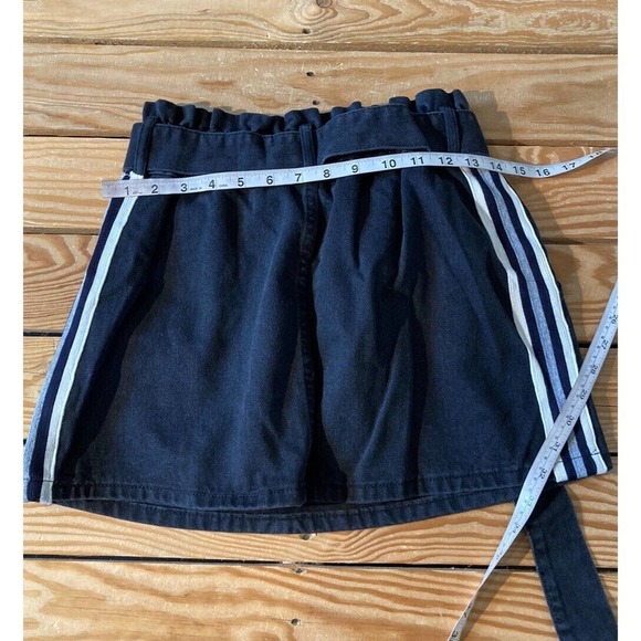 NWT Mustard Seed Stripe Side Denim Skirt Size Small Women’s Black Tie Waist - Picture 7 of 7